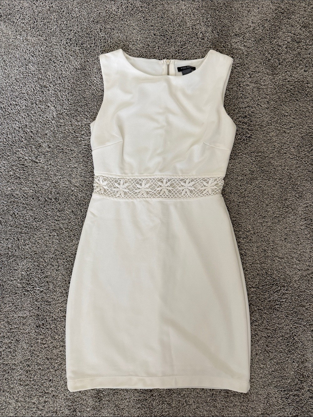 Bisou Bisou White Sleeveless Lace-Waist Mini Dress